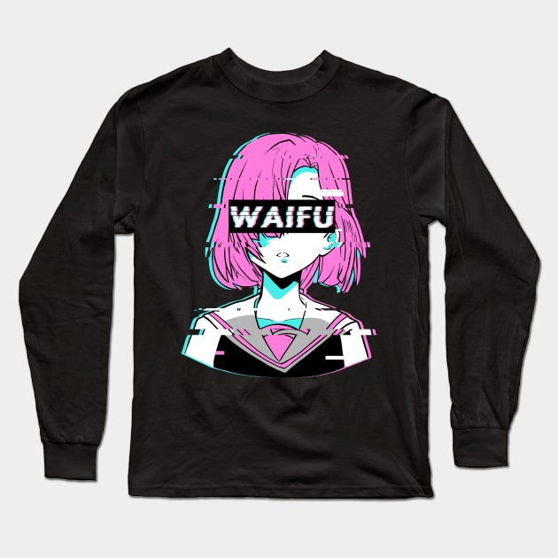 Aesthetic Vaporwave Anime Girl Long Sleeve T-Shirt by Alex21